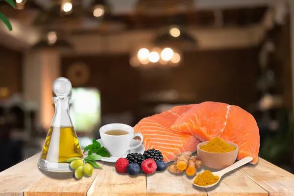 Una tabla con alimentos ricos en omega-3